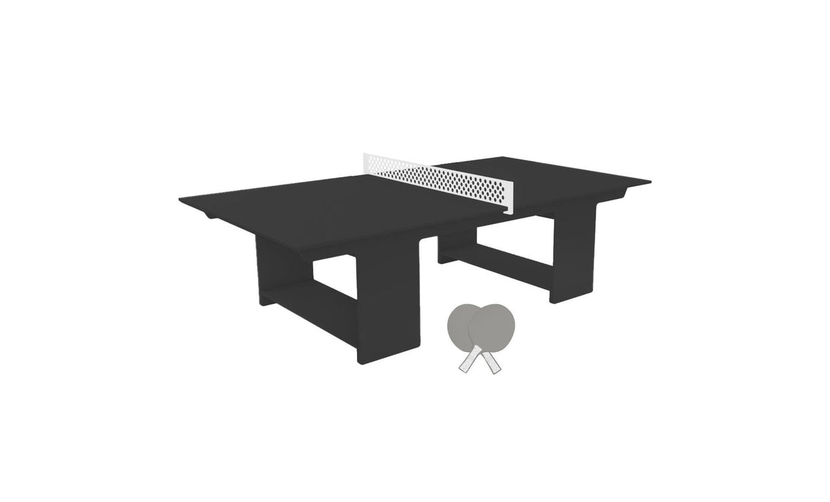 Ledge Lounger Table Tennis Set — Black table, White net and paddle handles, Gray paddle bodies