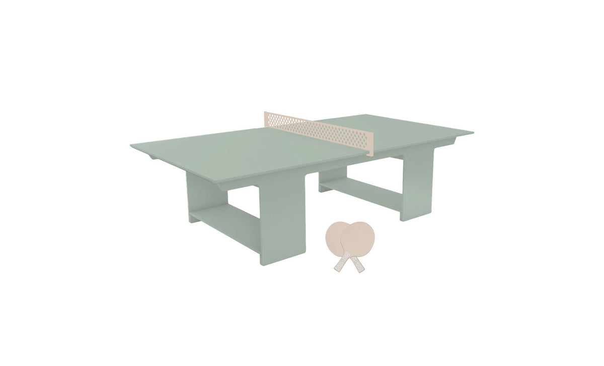 Ledge Lounger Table Tennis Set — Sage Green table, Cloud net and paddle handles, Cloud paddle bodies