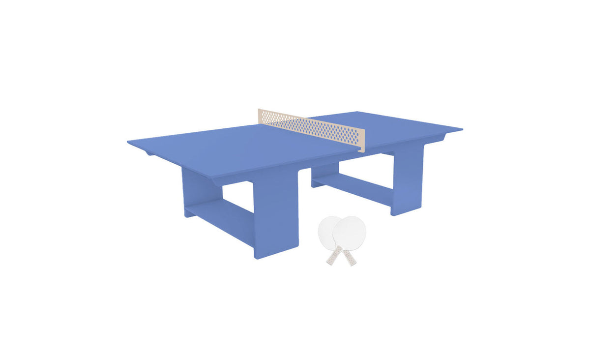 Ledge Lounger Table Tennis Set — Sky Blue table, Cloud net and paddle handles, White paddle bodies
