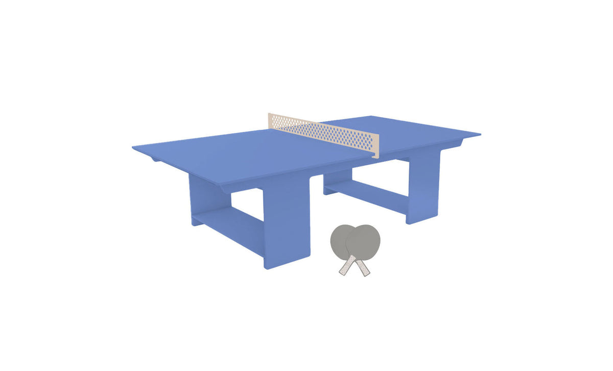 Ledge Lounger Table Tennis Set — Sky Blue table, Cloud net and paddle handles, Gray paddle bodies