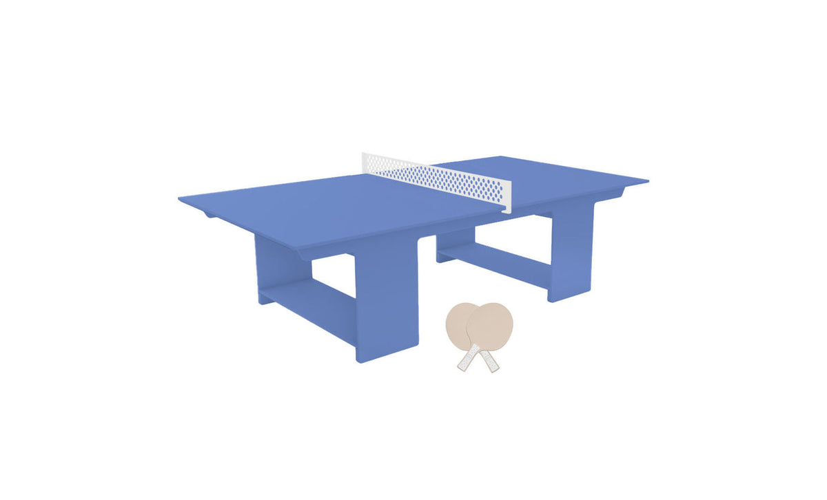 Ledge Lounger Table Tennis Set — Sky Blue table, White net and paddle handles, Cloud paddle bodies