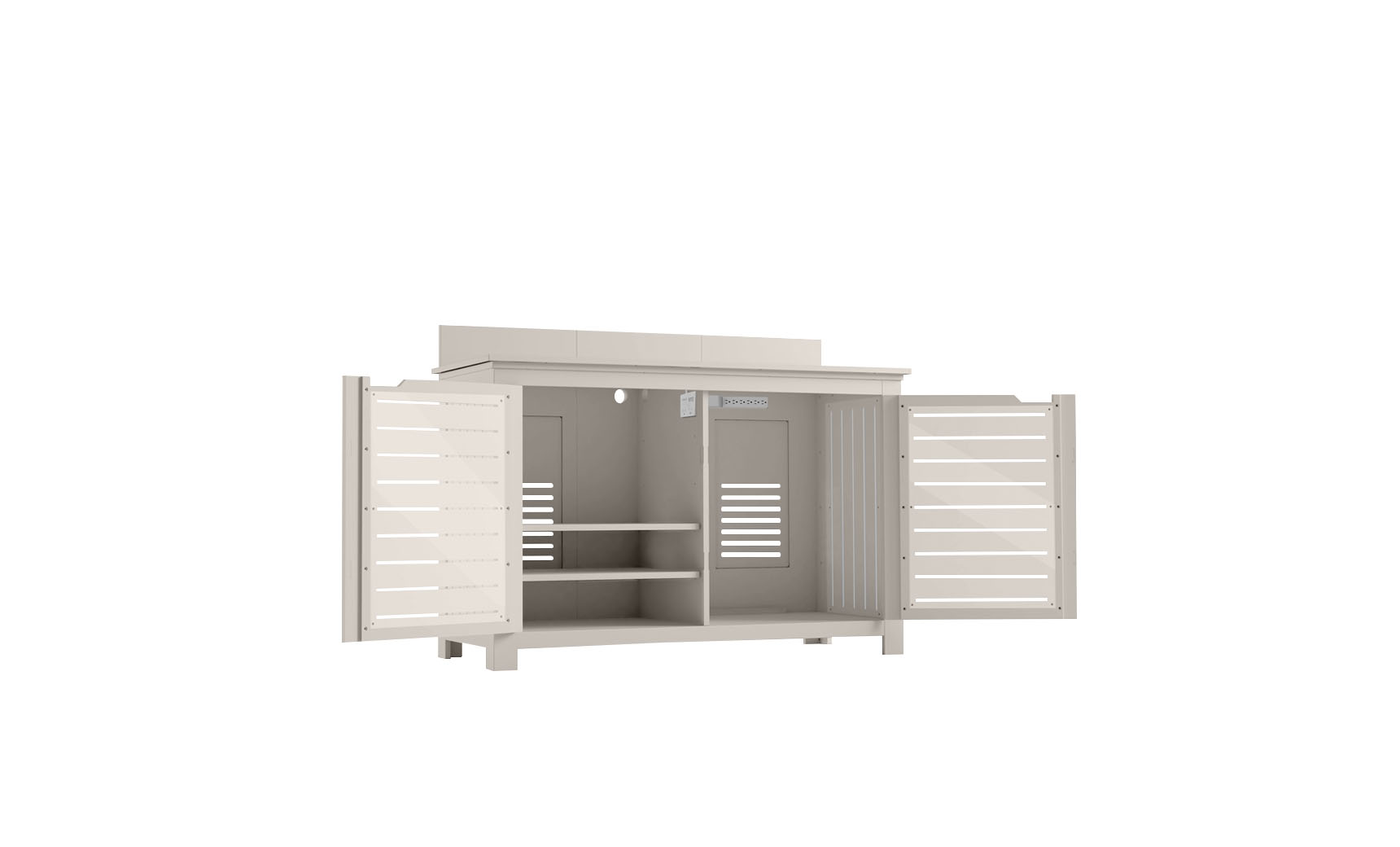 Ledge Lounger Mainstay Bar Credenza, Cloud, storage cabinet detail