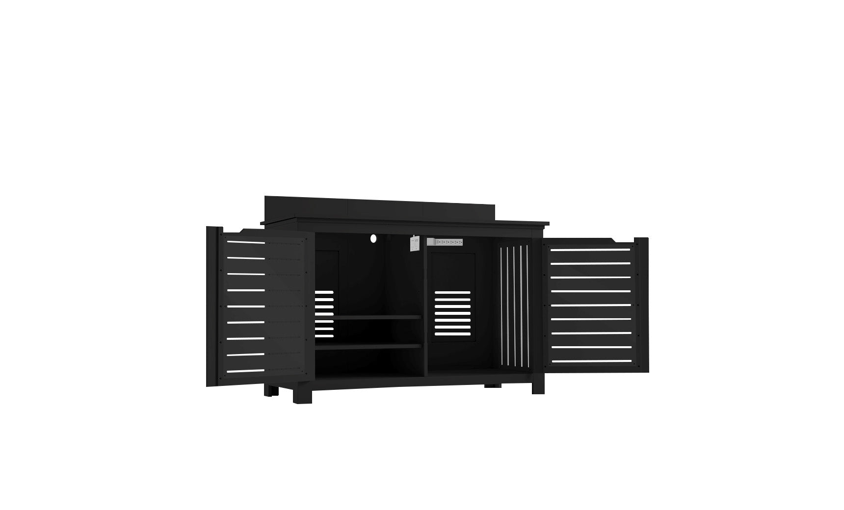 Ledge Lounger Mainstay Bar Credenza, Black, storage cabinet detail