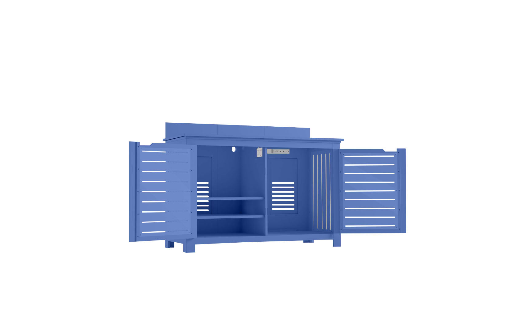 Ledge Lounger Mainstay Bar Credenza, Sky Blue, storage cabinet detail