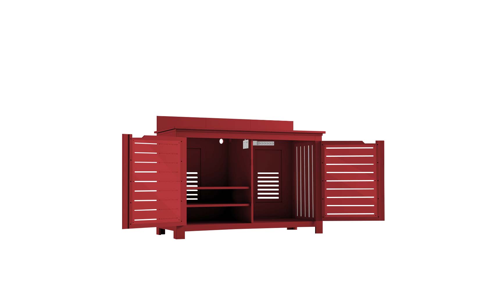 Ledge Lounger Mainstay Bar Credenza, Red, storage cabinet detail