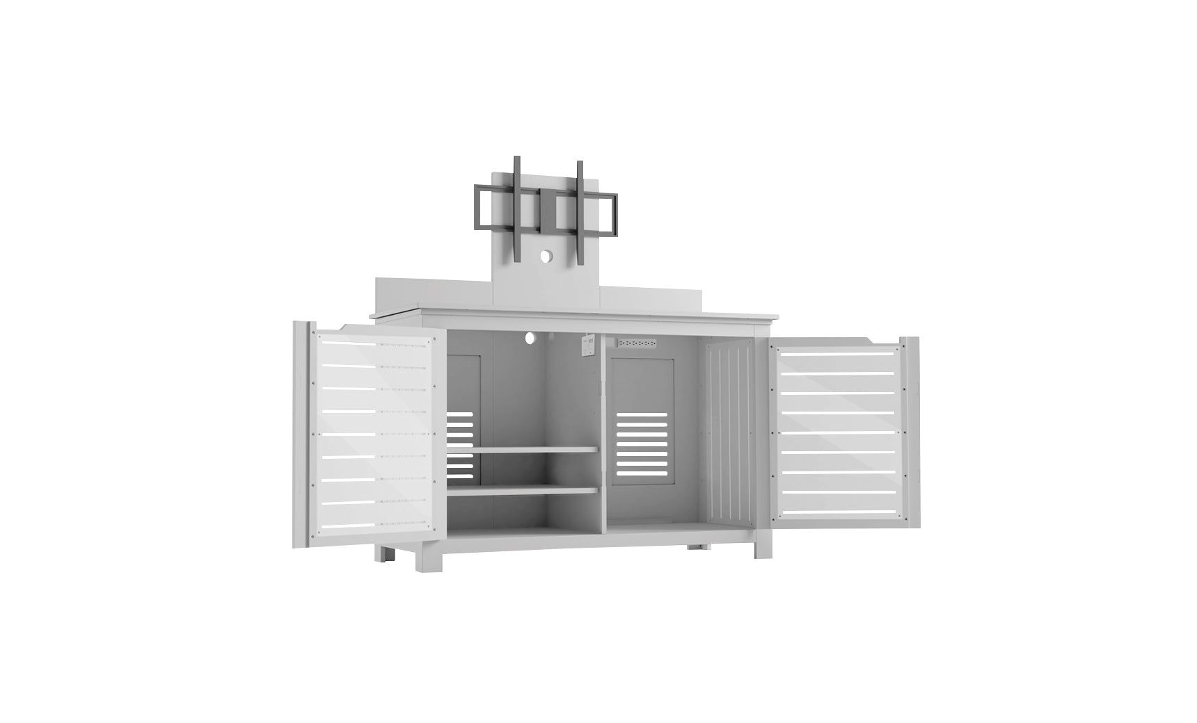 Ledge Lounger Mainstay Bar Credenza, White, with TV mount