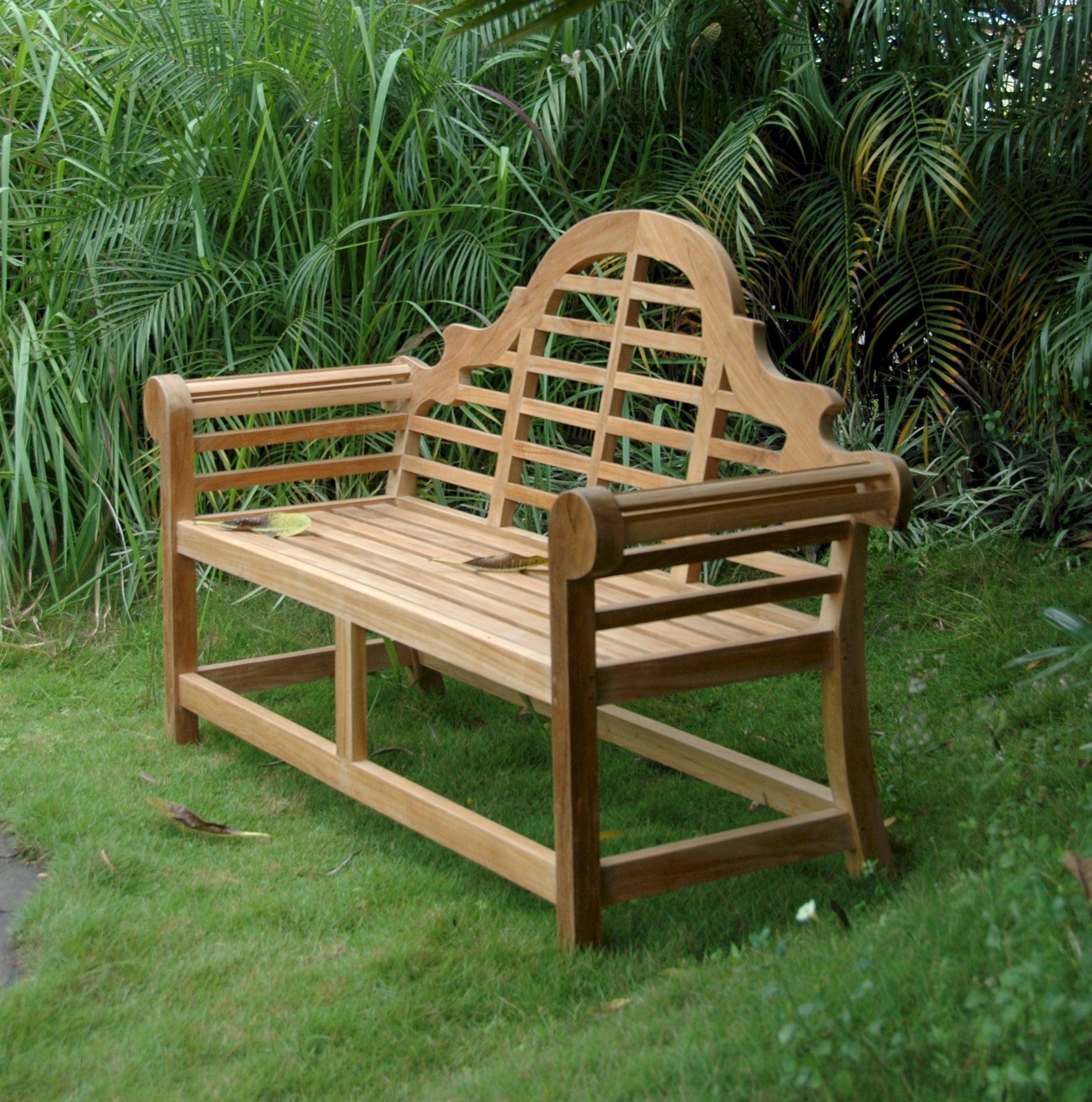 Anderson Teak BH-195 Marlborough two-seat bench in a garden setting