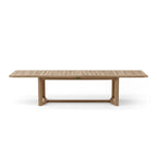 Front view of the rectangular Coronado teak extension dining table.