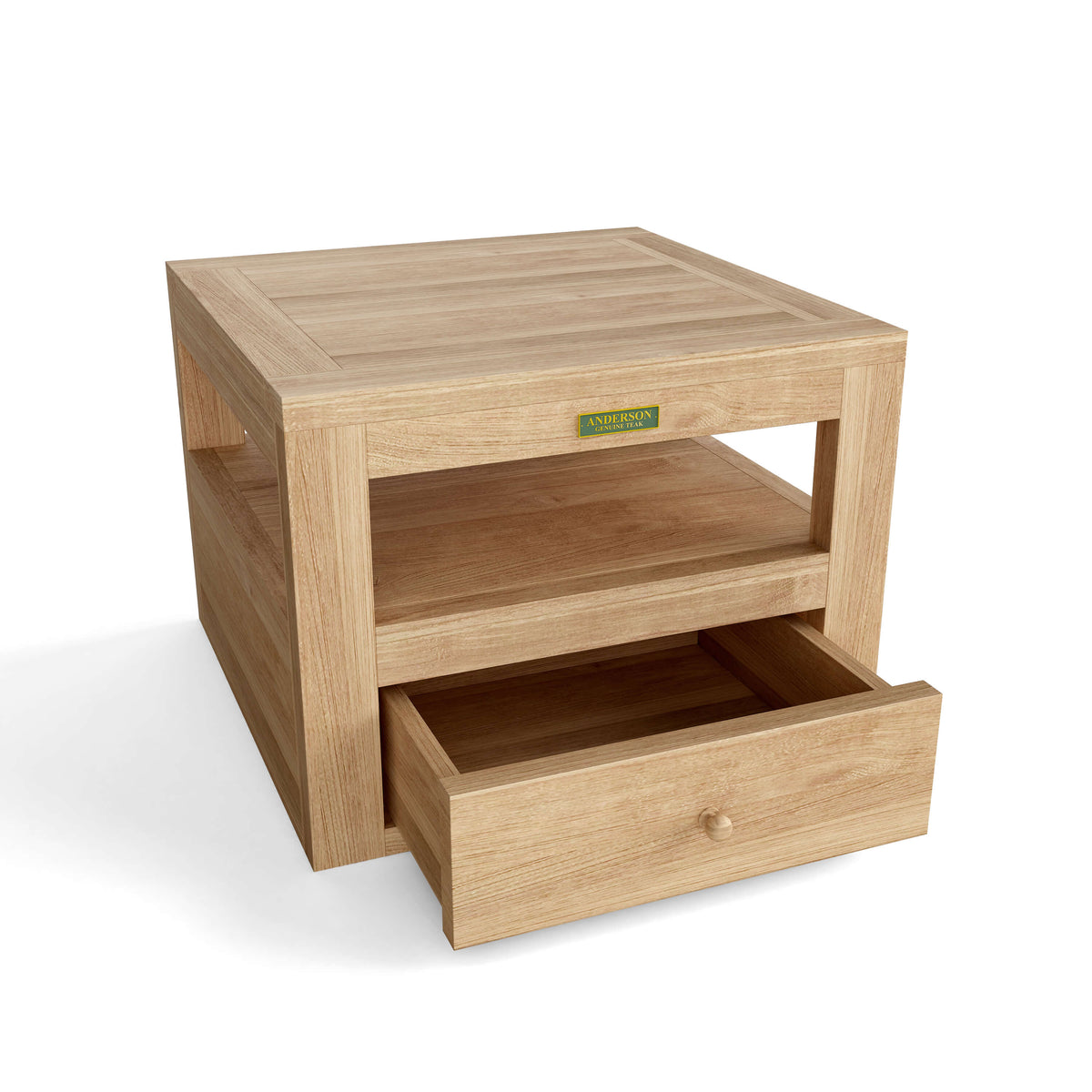 Copacabana teak side table with open drawer included with Set 154