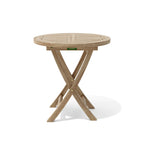 Bahama 27-inch round folding teak table, angled view