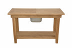 Nautilus teak beverage console, front three-quarter view