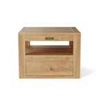 Copacabana teak side table with drawer included with Set 154, front view