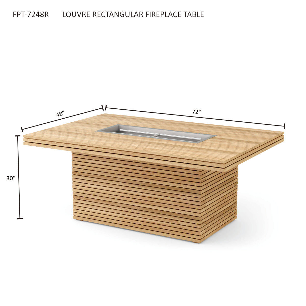 Louvre FPT-7248R dimension diagram: 72 inches wide, 48 inches deep and 30 inches high.