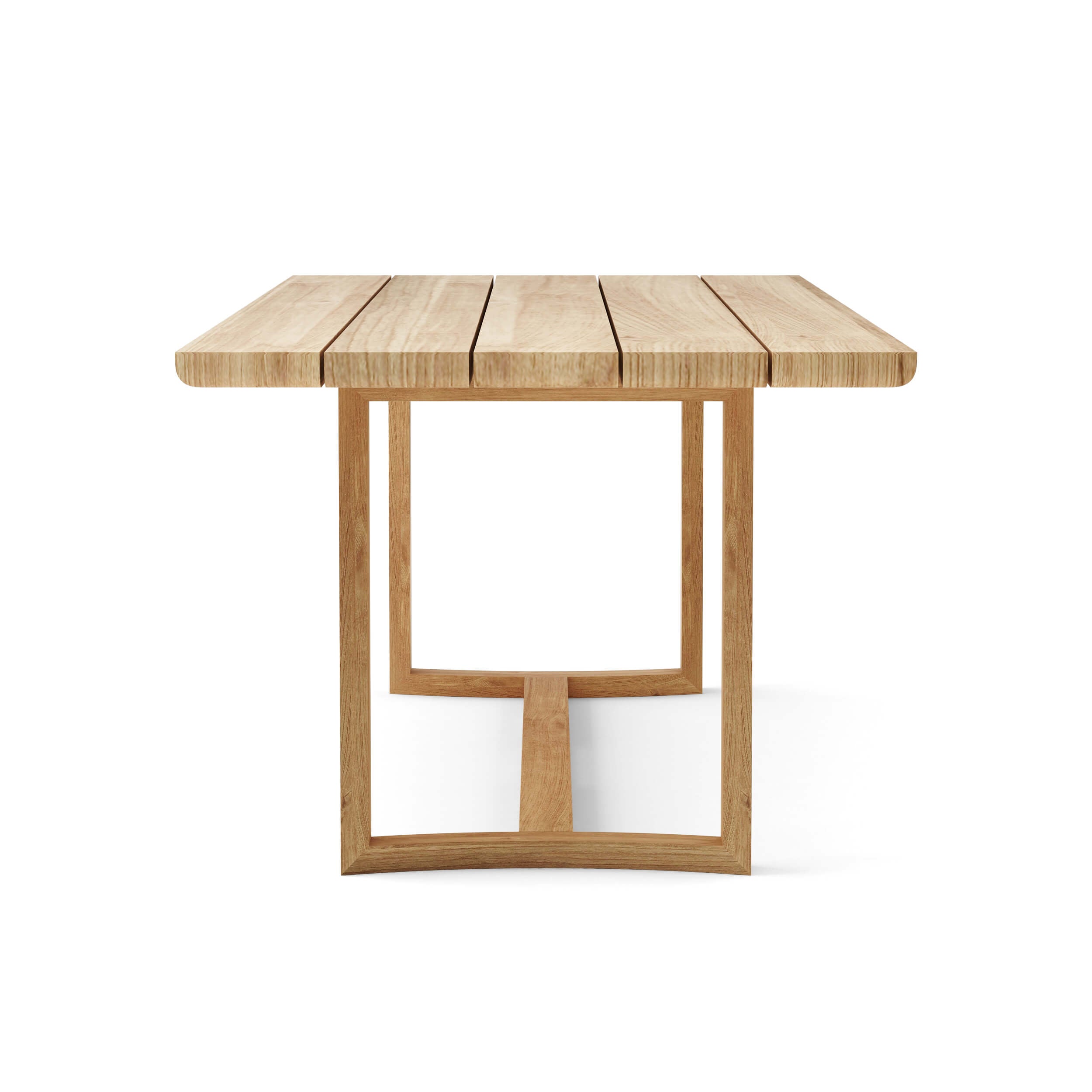 DS-227 solid teak outdoor dining table, end view