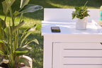 Ledge Lounger Mainstay Bar Credenza lifestyle, White, poolside patio ambiance