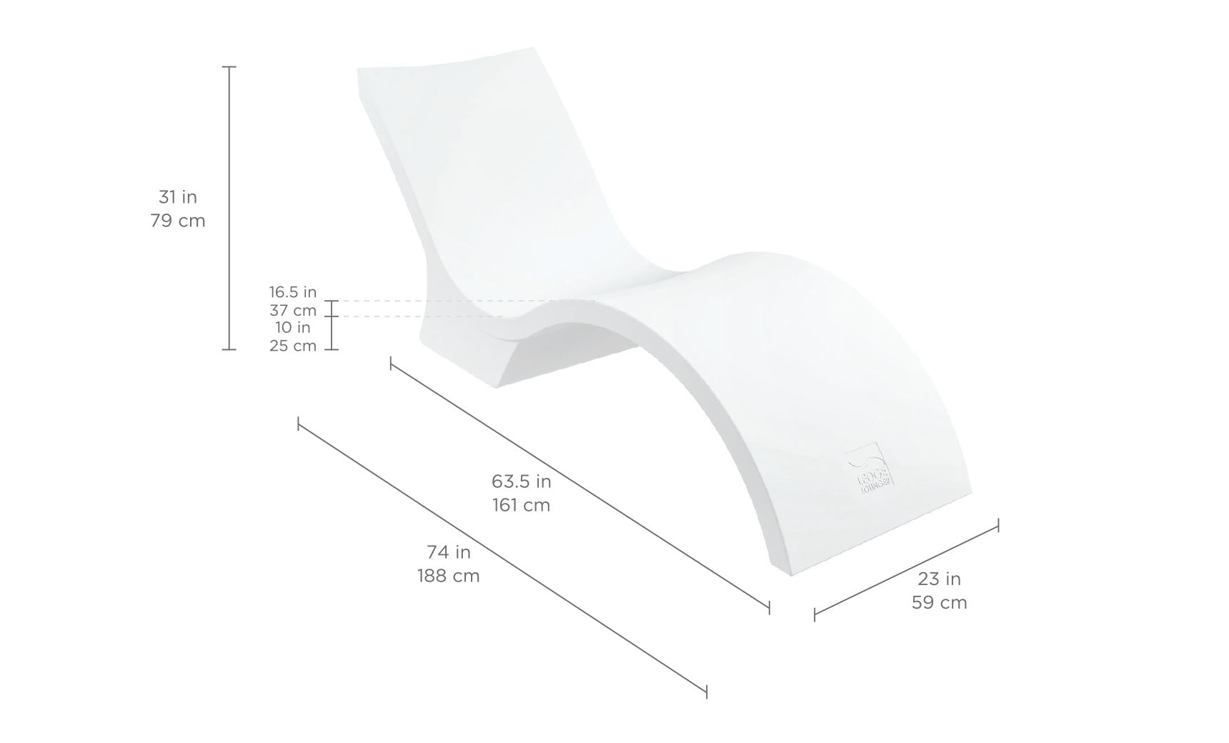 Ledge Lounger Signature Chaise Deep dimensions and specifications diagram