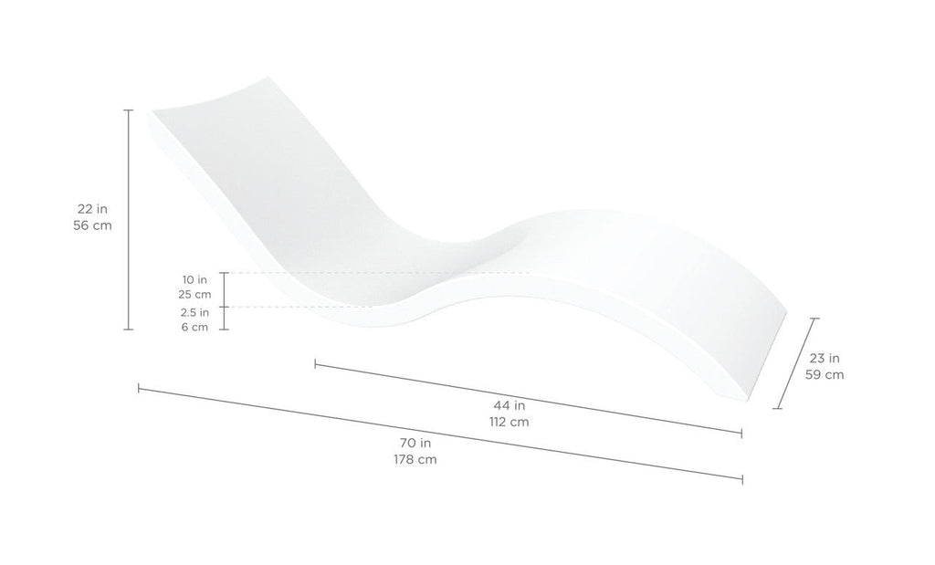 Signature Chaise dimensions and footprint diagram
