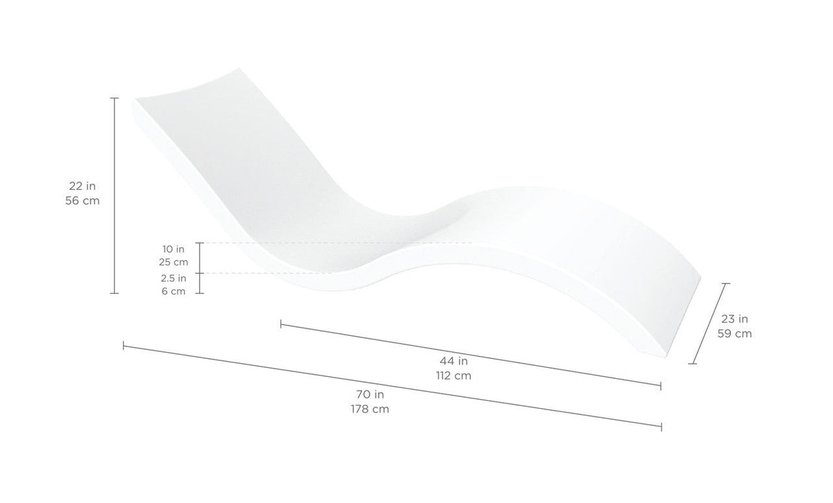 Signature Chaise dimensions and footprint diagram