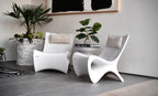 Ledge Lounger Autograph Chair lifestyle, White, indoor-outdoor lounge seating pair