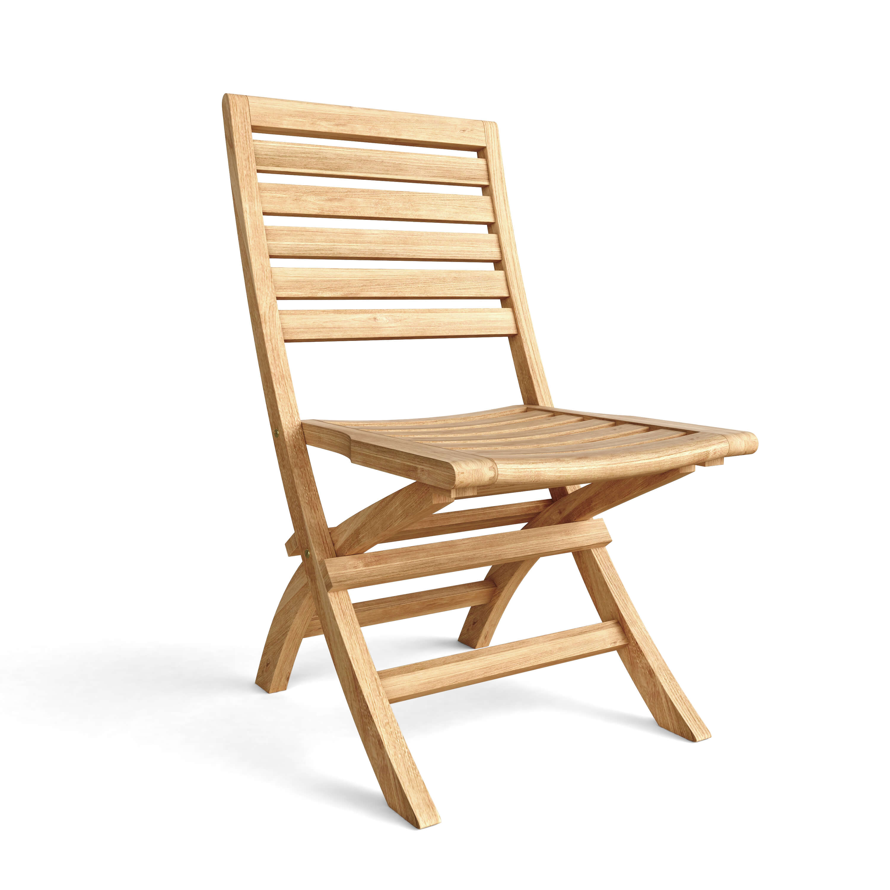Andrew folding teak chair, front view