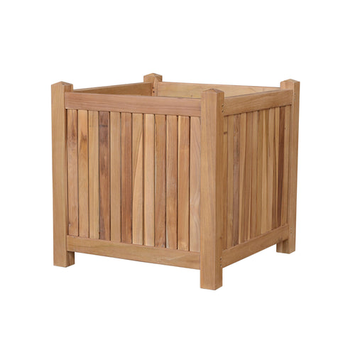 22-inch square teak outdoor planter box — Anderson Teak PL-002