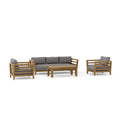 Set 160 Cordoba four-piece teak deep seating set with Cast Slate cushions