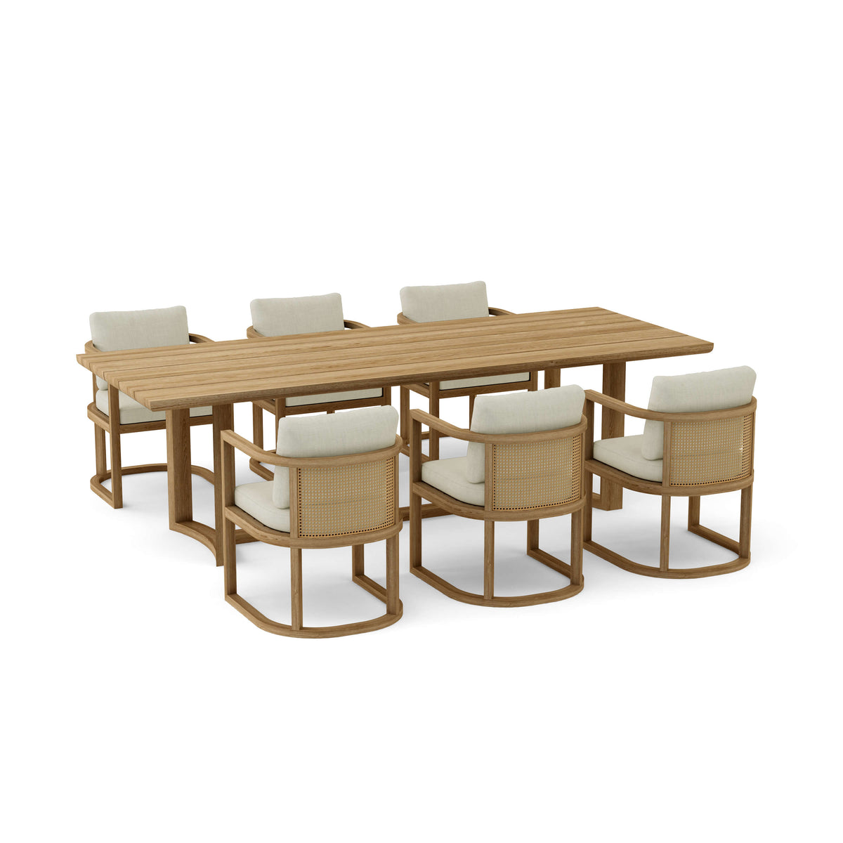 Junus 7-Piece Teak & Wicker Outdoor Dining Set — Seats 6