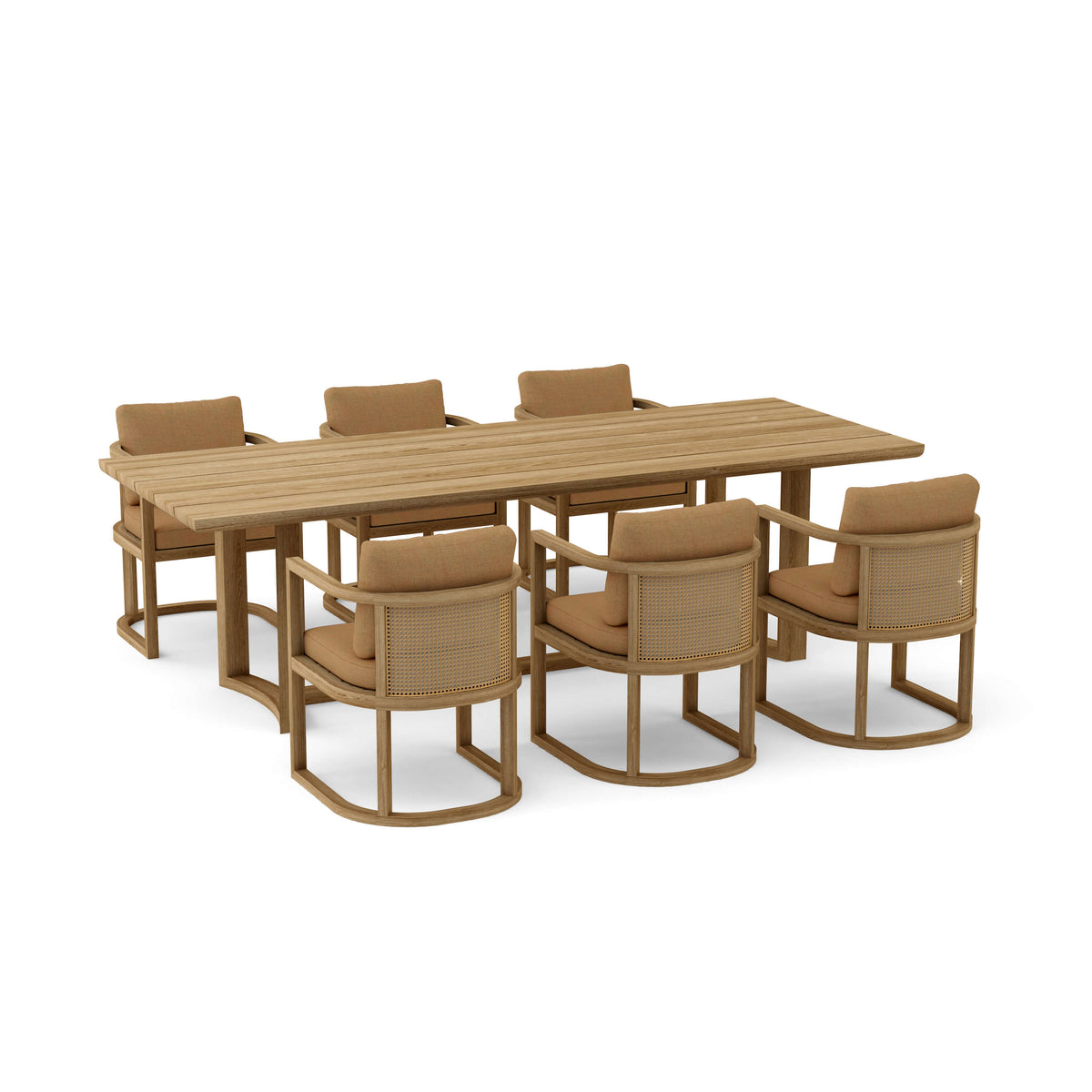 Junus 7-Piece Teak & Wicker Outdoor Dining Set — Seats 6