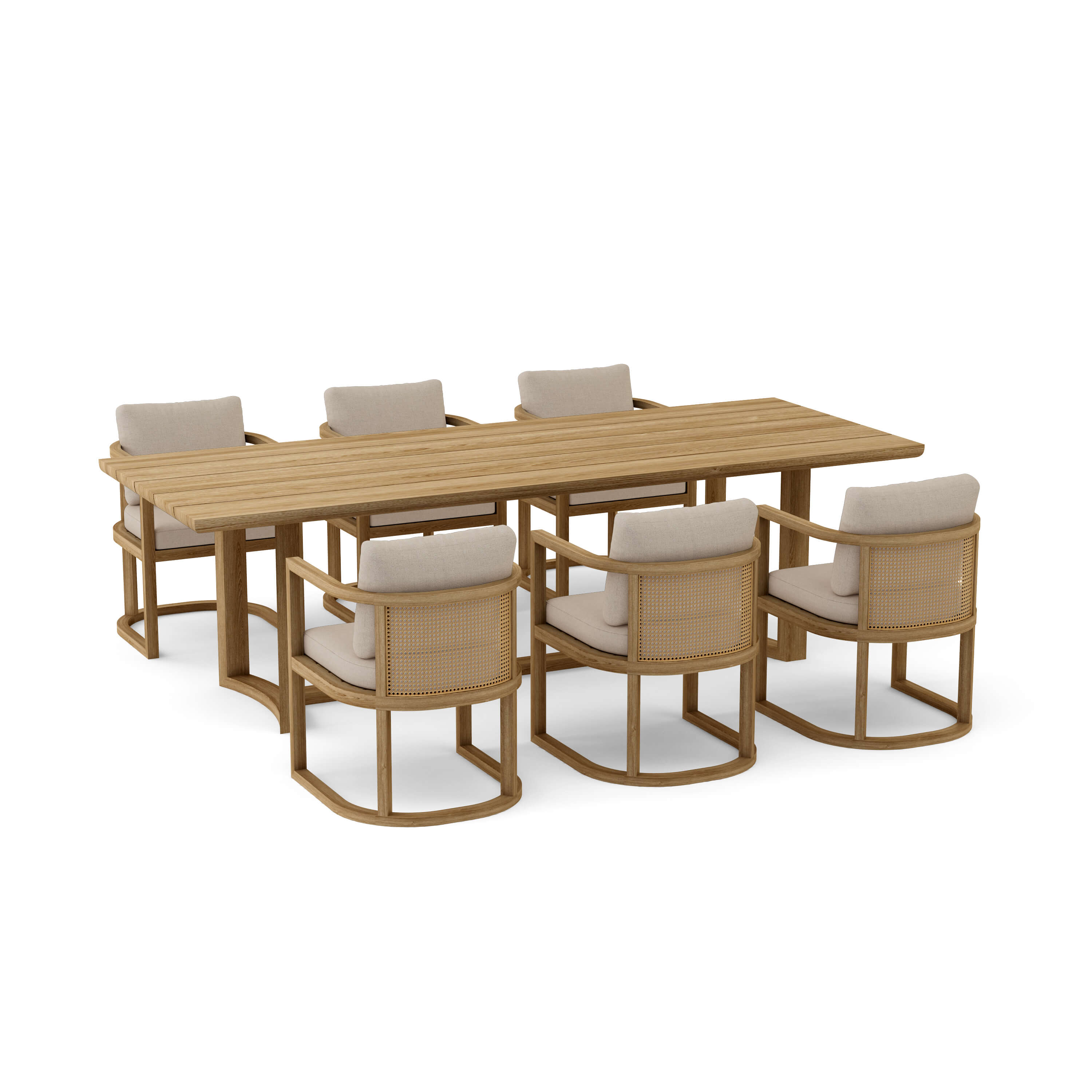 Junus 7-Piece Teak & Wicker Outdoor Dining Set — Seats 6