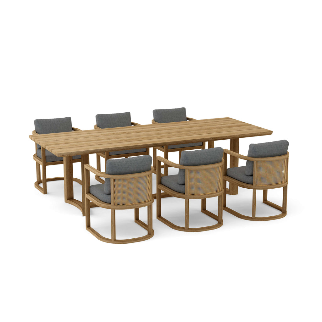 Junus 7-Piece Teak & Wicker Outdoor Dining Set — Seats 6