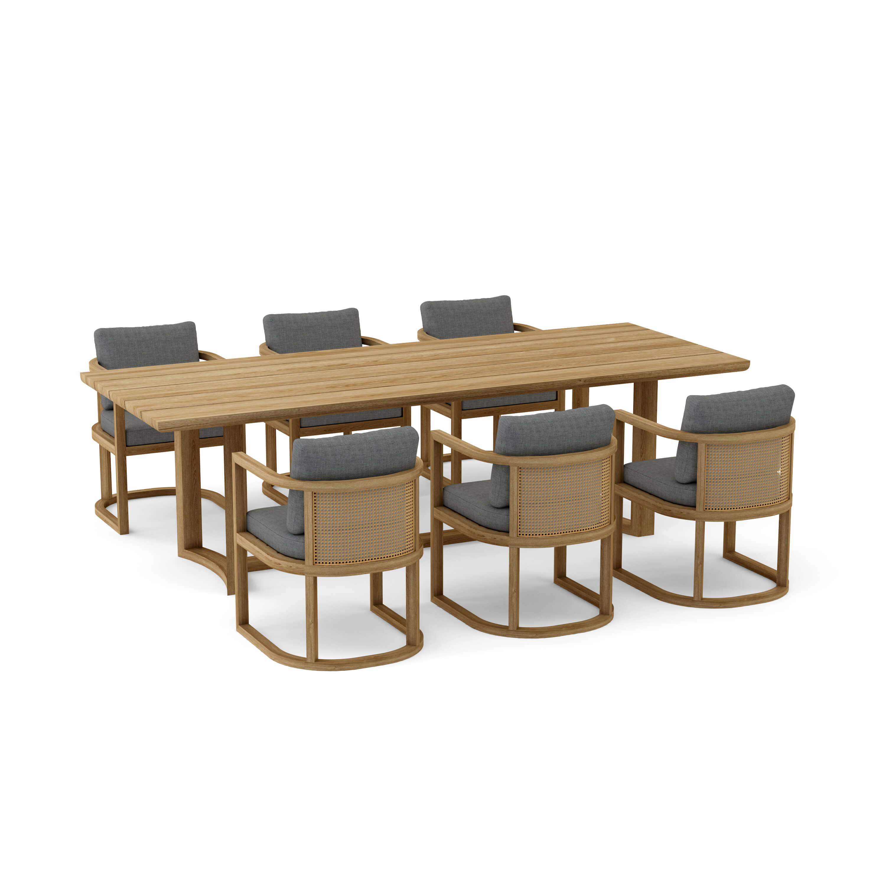 Junus 7-Piece Teak & Wicker Outdoor Dining Set — Seats 6