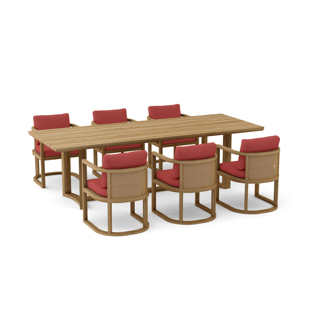 Junus 7-Piece Teak & Wicker Outdoor Dining Set — Seats 6