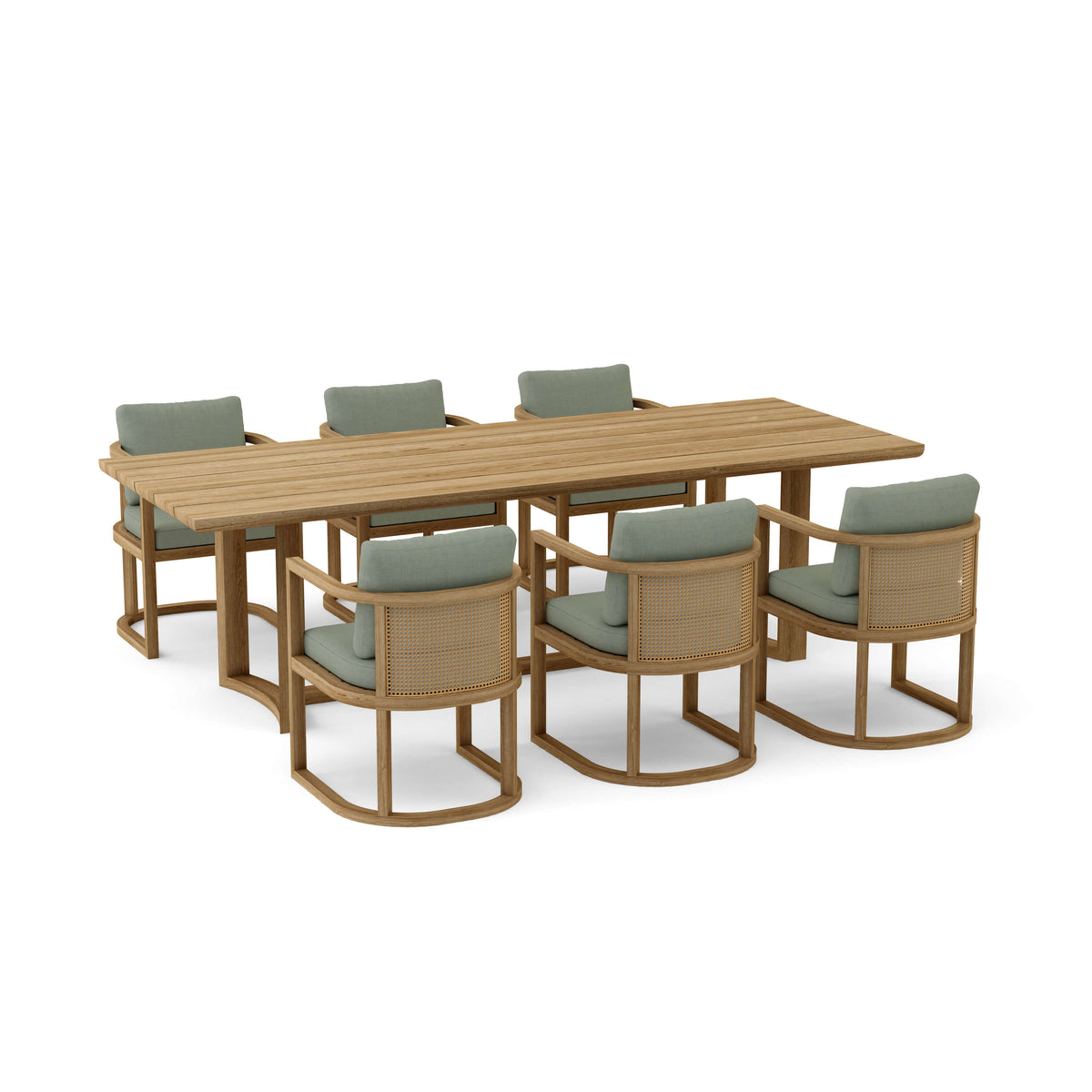 Junus 7-Piece Teak & Wicker Outdoor Dining Set — Seats 6