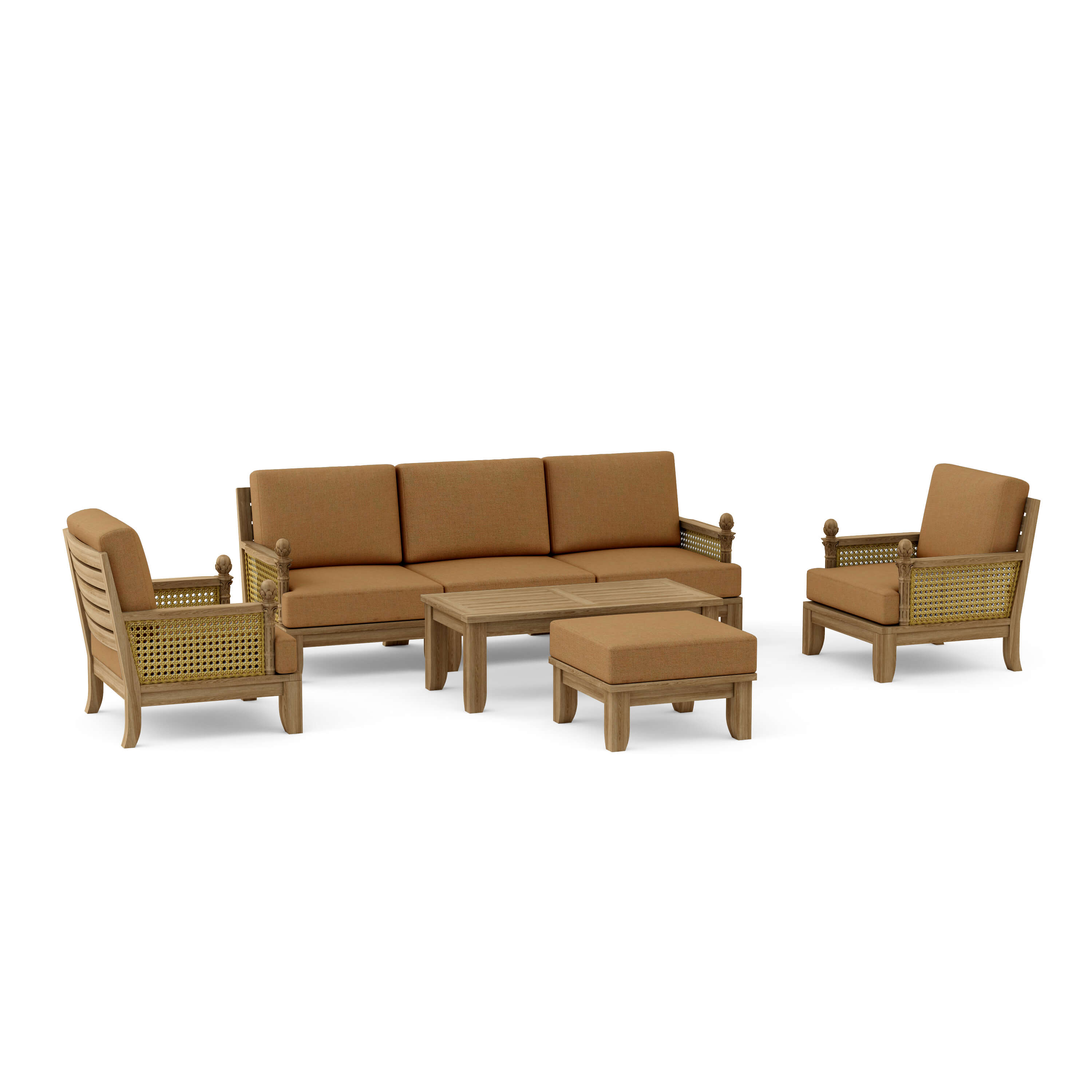 Set 68 Luxe seven-piece modular teak deep seating set in Canvas Teak cushion fabric