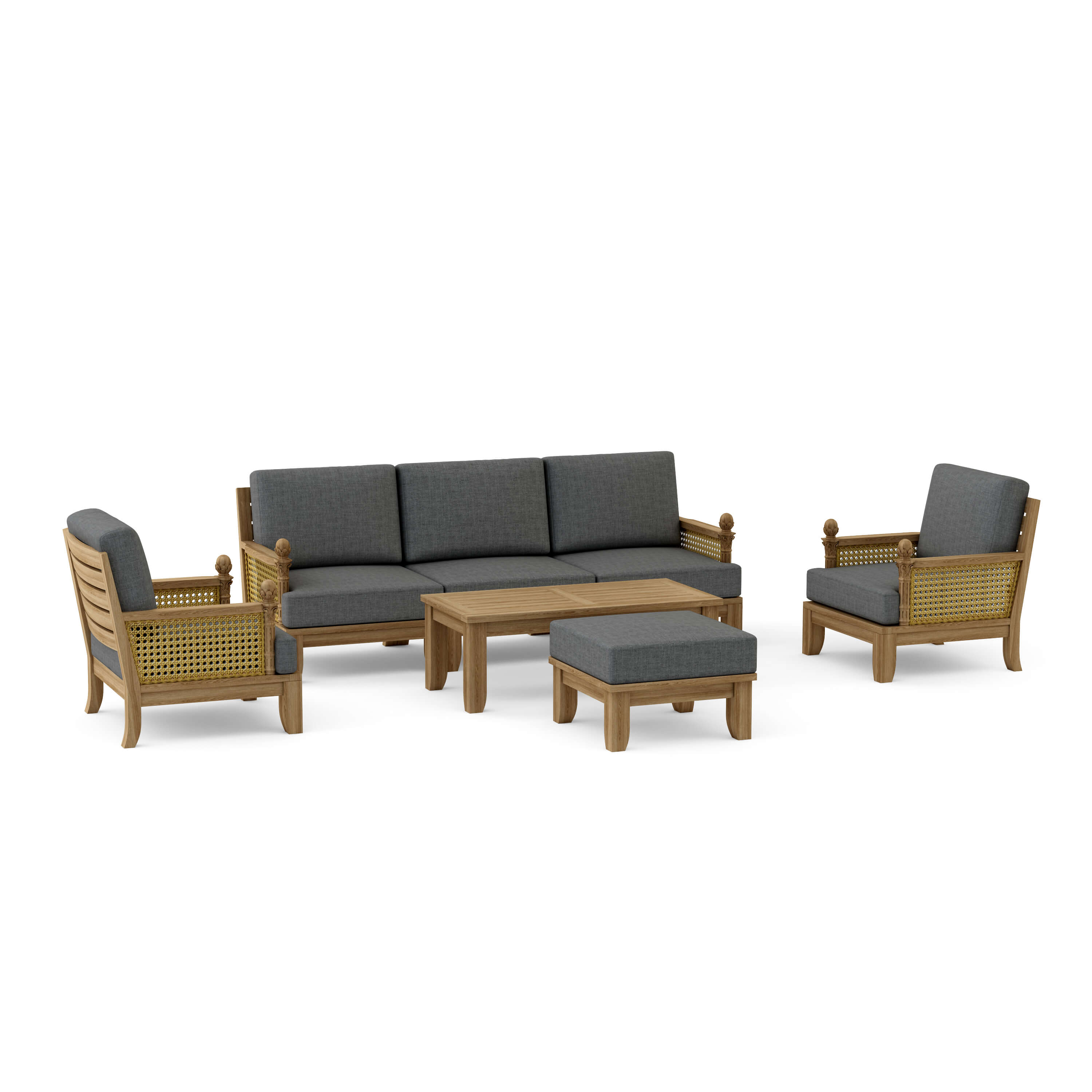 Set 68 Luxe seven-piece modular teak deep seating set in Cast Charcoal cushion fabric
