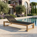 Anderson Teak SL-229 Junus sun lounger beside a swimming pool