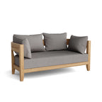 Anderson Teak Coronado Deep Seating Loveseat, solid teak frame, Cast Slate cushion, front angle view