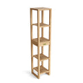 Anderson Teak SPA-1515-4 four-shelf spa towel table in natural teak, angled view