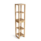Anderson Teak SPA-1515-4 four-shelf spa towel table in natural teak, angled view