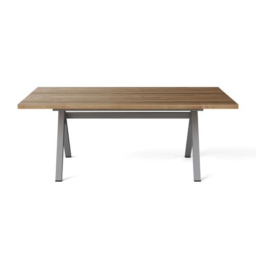 Alura 79-inch teak and dark gray aluminum outdoor dining table — Anderson Teak TB-7939DT