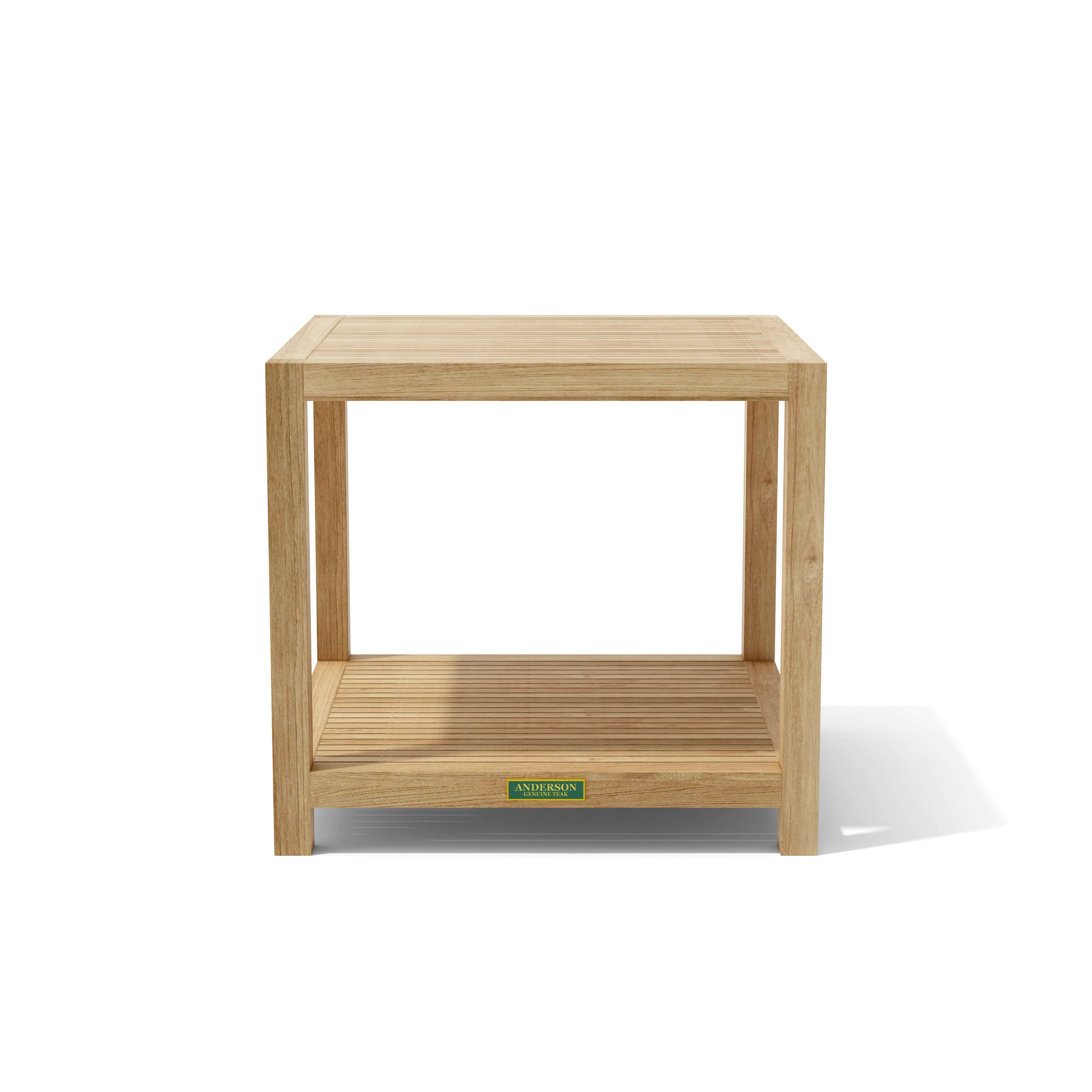 Anderson Teak TB-5656 Glenmore side table with shelf, front view