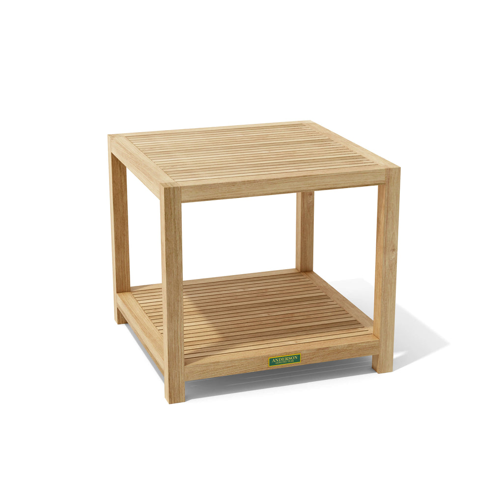 Anderson Teak TB-5656 Glenmore side table with shelf, angled view