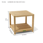 Anderson Teak TB-5656 Glenmore side table with shelf dimension diagram