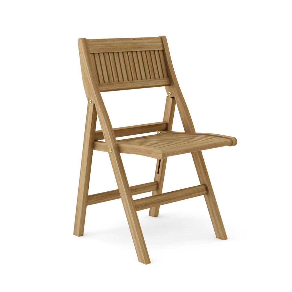 CHF-550F Windsor folding teak chair, three-quarter view
