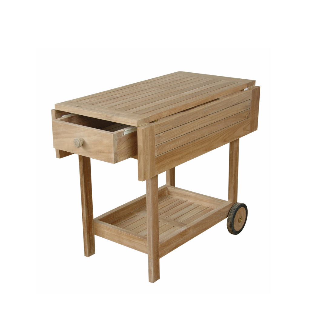 Anderson Teak TR-005 Danica serving cart with drawer open