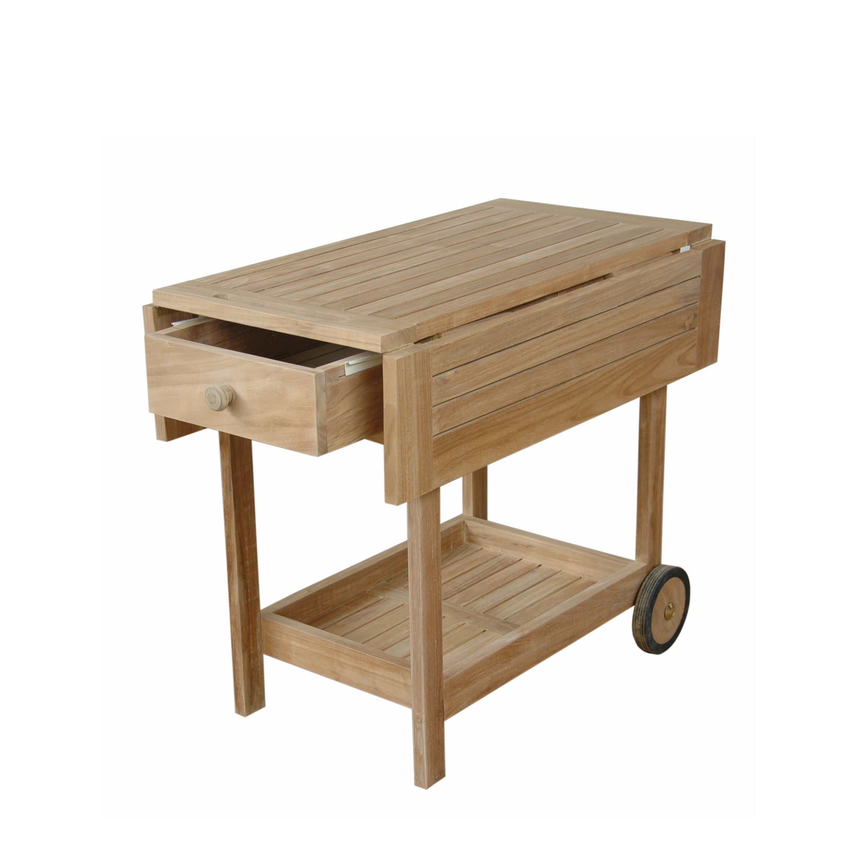 Anderson Teak TR-005 Danica serving cart with drawer open