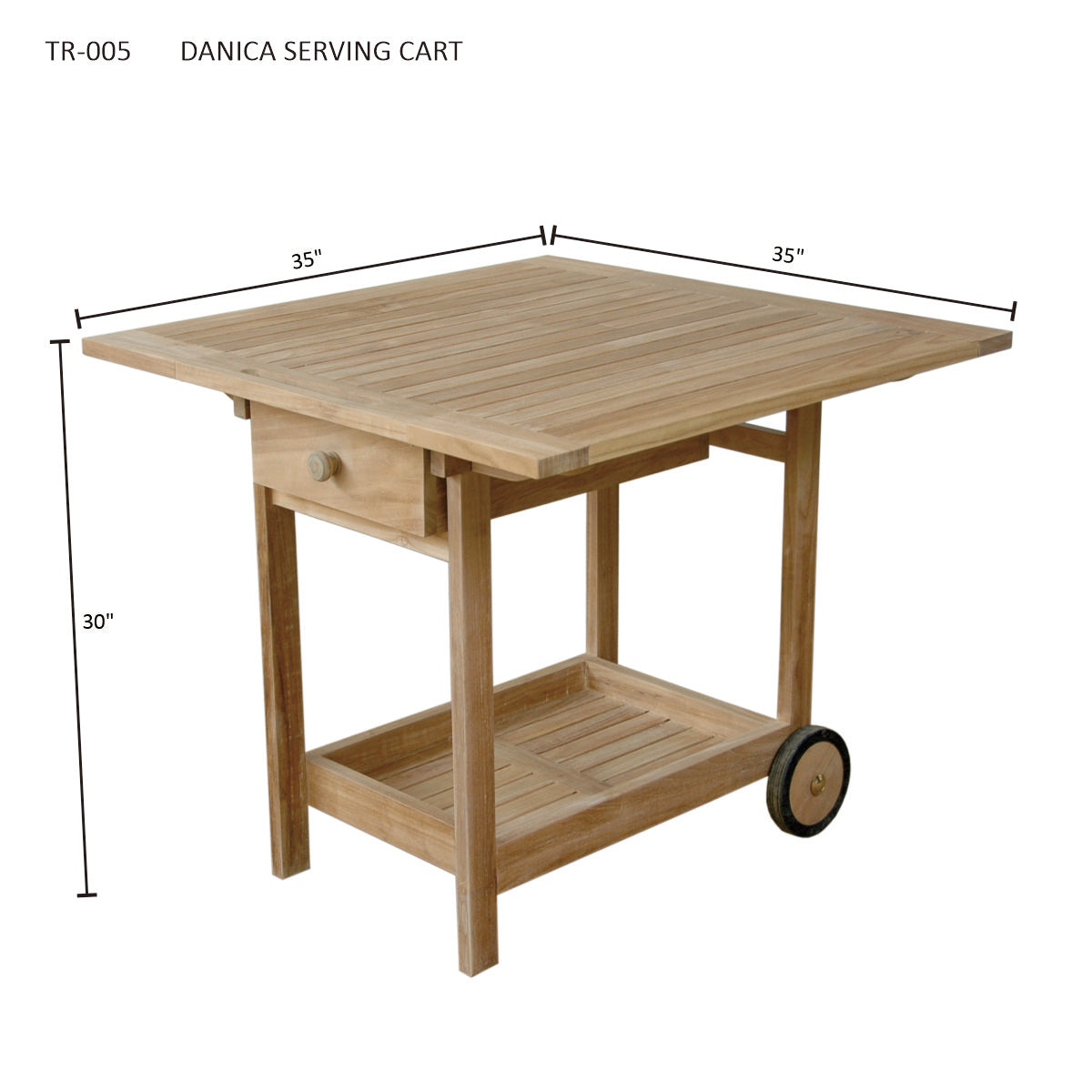 Anderson Teak TR-005 Danica serving cart dimension diagram