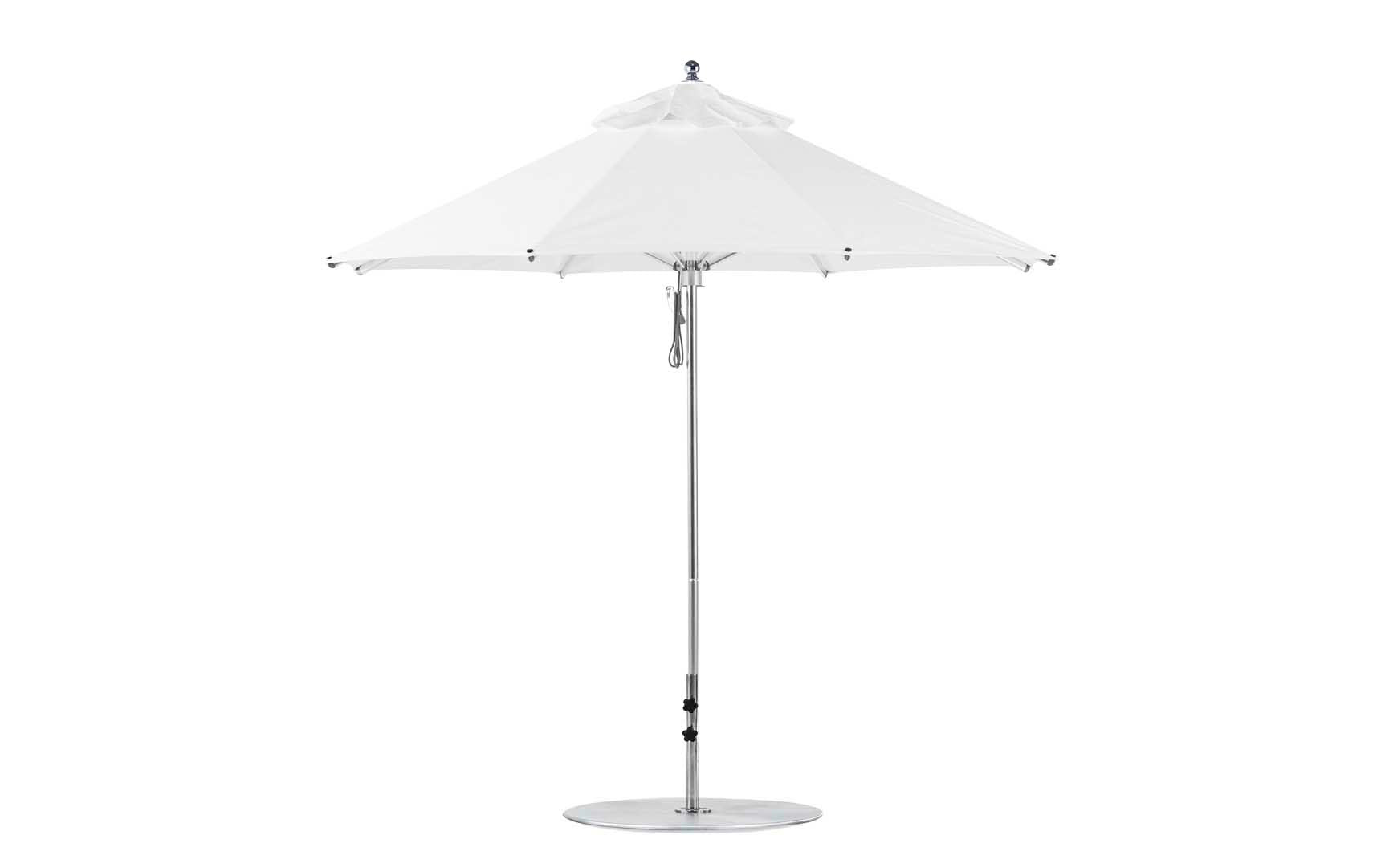 9 foot Premier Umbrella and Fill-Up Base Set, White canopy and Silver pole