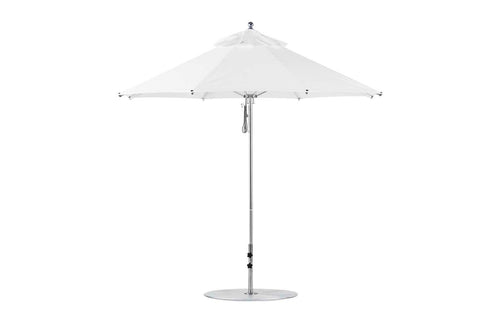 9 foot Premier Umbrella and Fill-Up Base Set, White canopy and Silver pole