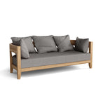 Anderson Teak Coronado Deep Seating Sofa, solid teak frame, front view, Cast Slate cushion